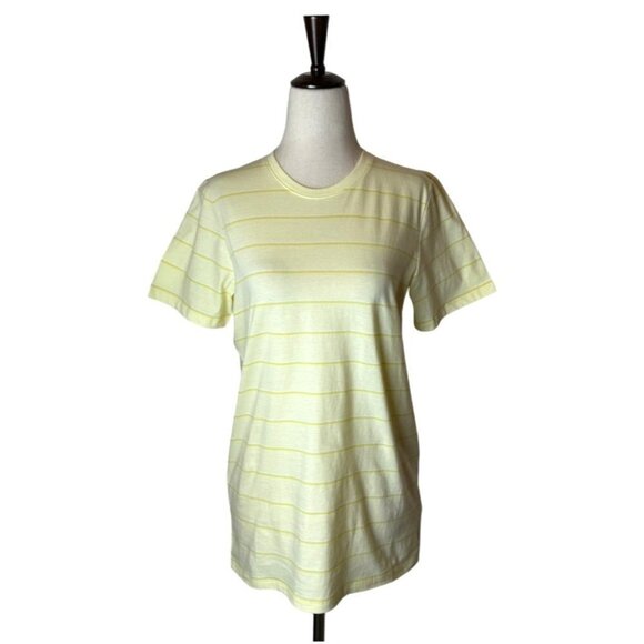 Everlane Yellow Striped Short Sleeve The Organic Cotton Crew Neck T‎ Shirt L NWT - Picture 2 of 11